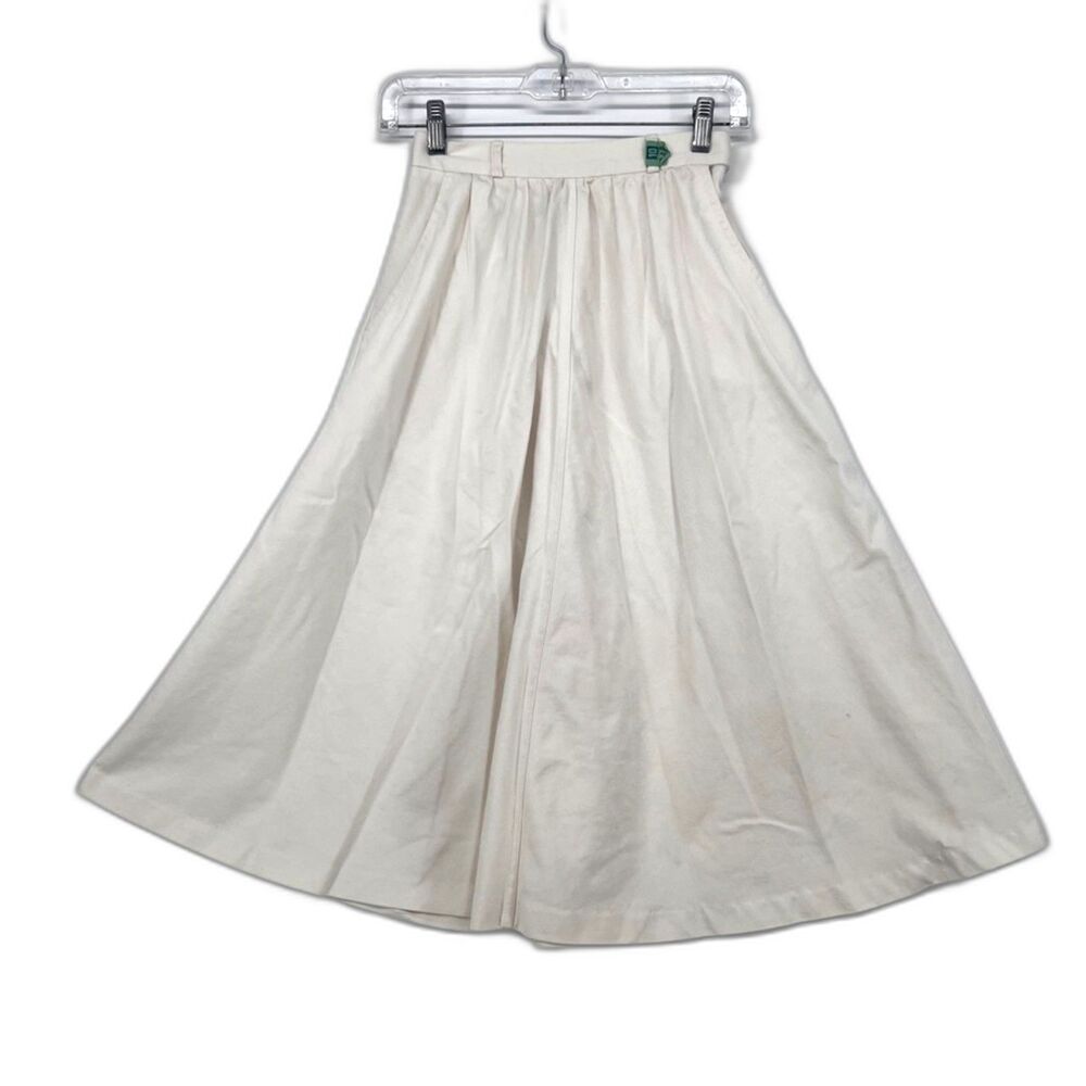 MJ Concepts VTG Aline Midi‎ Skirt White Union Made Cotton Blend Size 7/XS***
